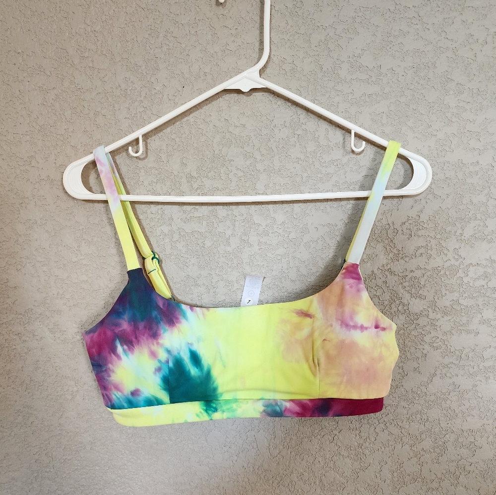 Balance Athletica Tie-Dye Yellow Green Pink Sports Bra
